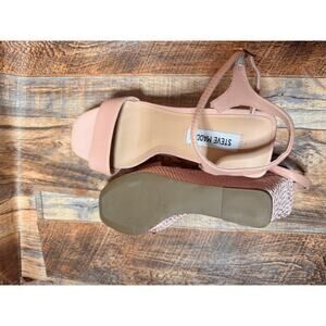 Steve Madden Nude Wedge Sandals Size 10 – Square Toe Ankle Strap Platform Heels